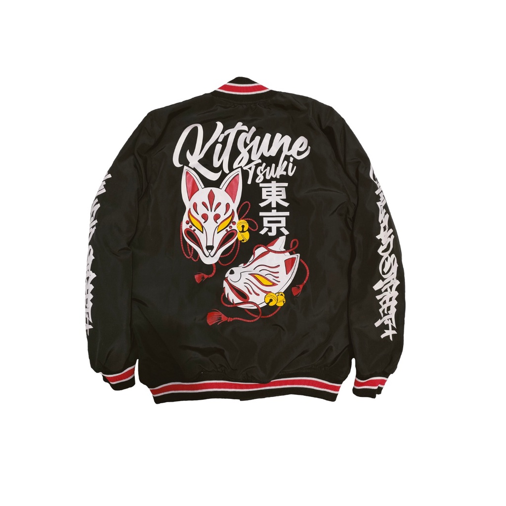 SKULLEND Varsity Jacket Baseball Pria Wanita Full Printing  Premium - Kitsune Tsuki