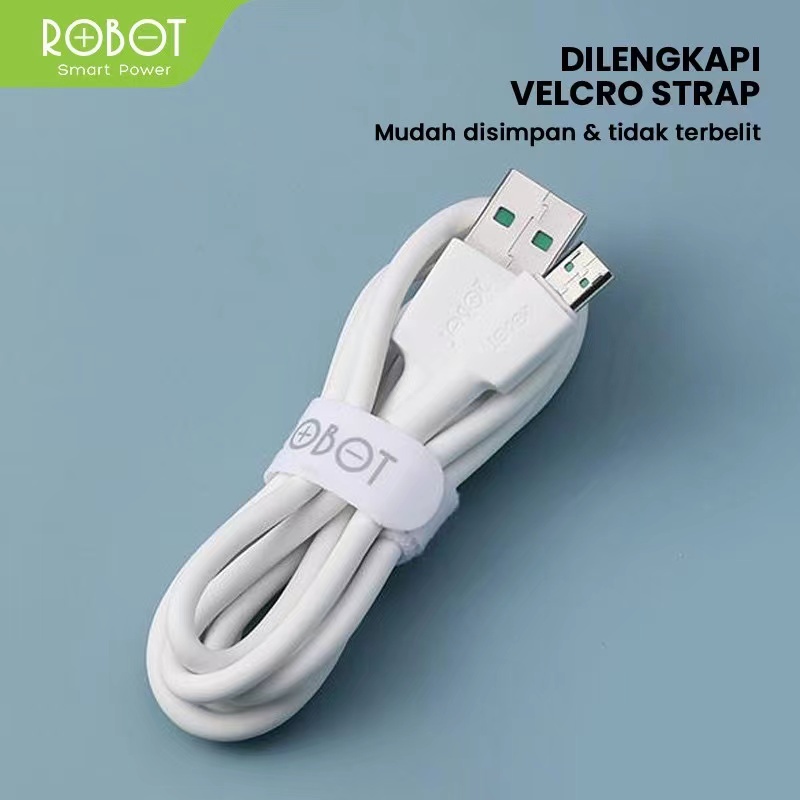 Kabel Data Micro USB VOOC ROBOT RVM100 Flash Charging 4A 100cm ORIGINAL - Garansi Resmi 1 Tahun