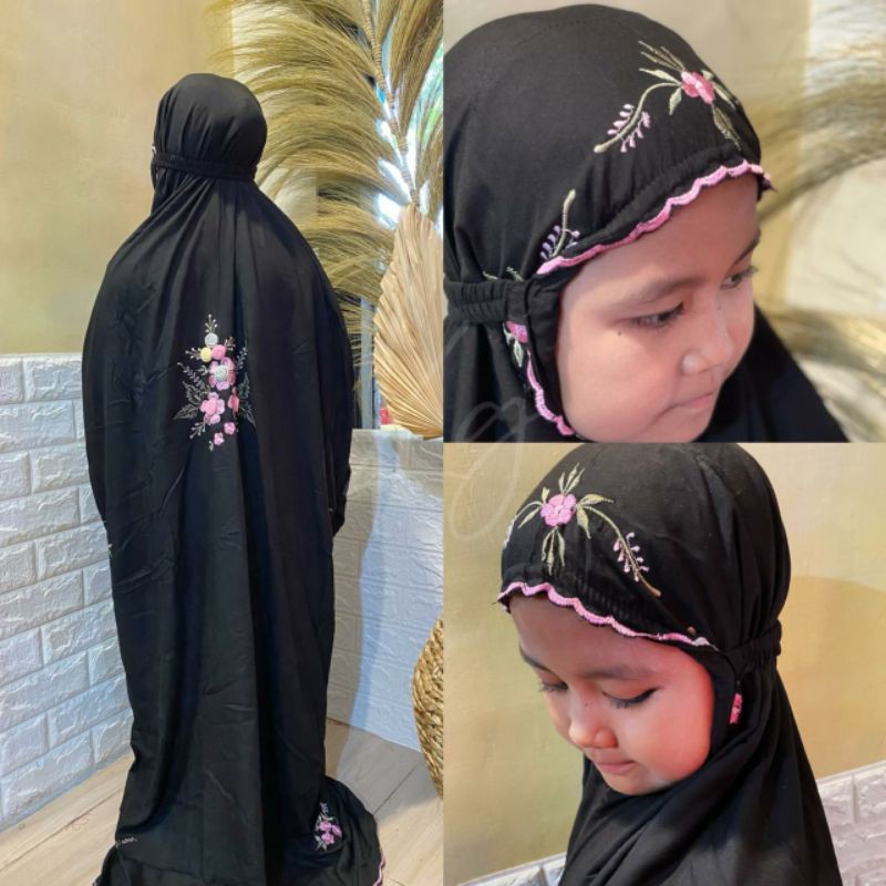 Mukena Tile Anak Mukenah Telekung Rukuh Terusan Tilrle Bordir Punggung