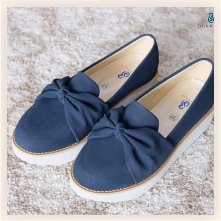 Sepatu Flat Shoes Wanita BR 75 Sneakers Tanpa Tali Original Branded Bahan Kulis Sintetis Premium Syn