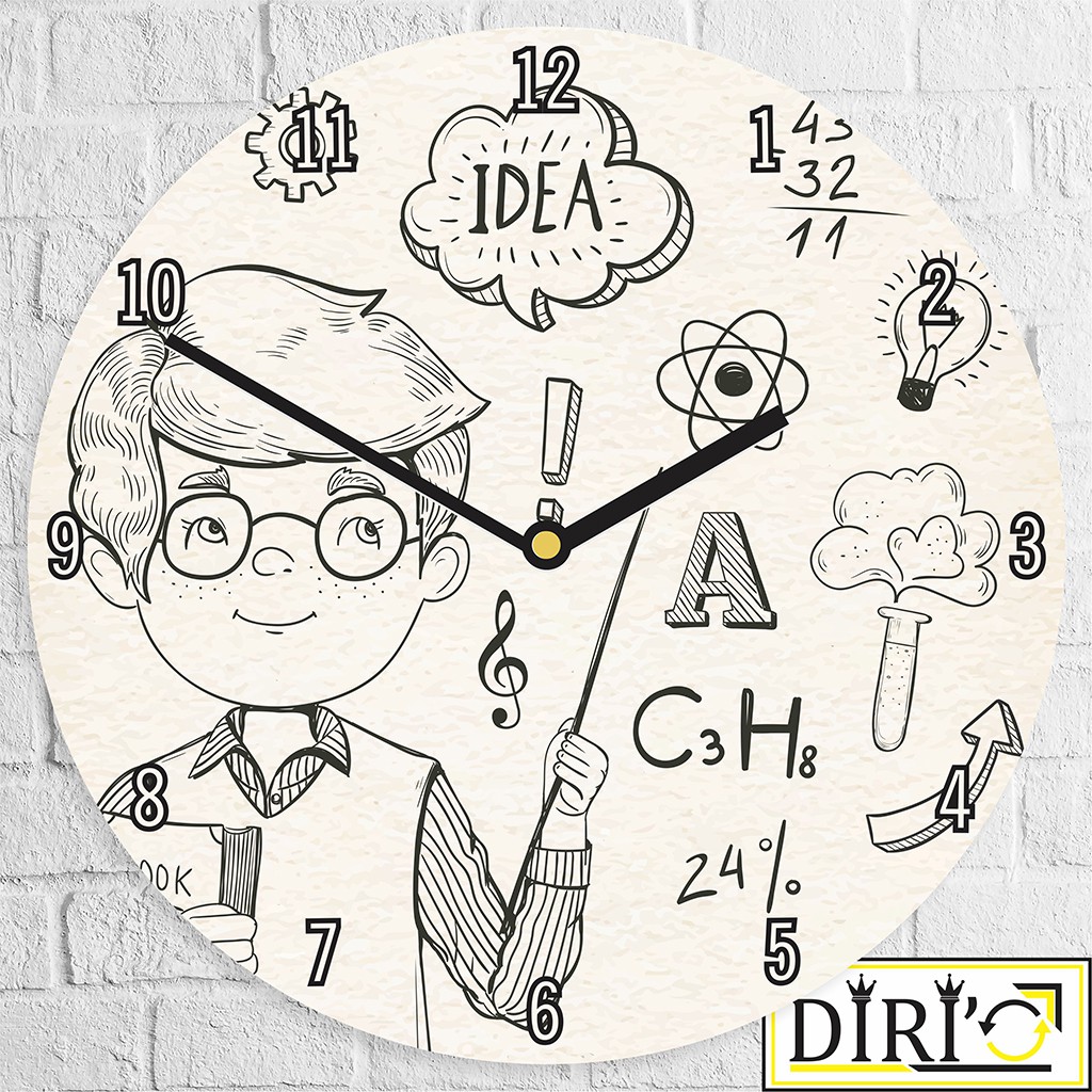 Jam Dinding Kayu Matematika Wall Clock Rumus Math Desain Unik Minimalis Murah-MTK 05