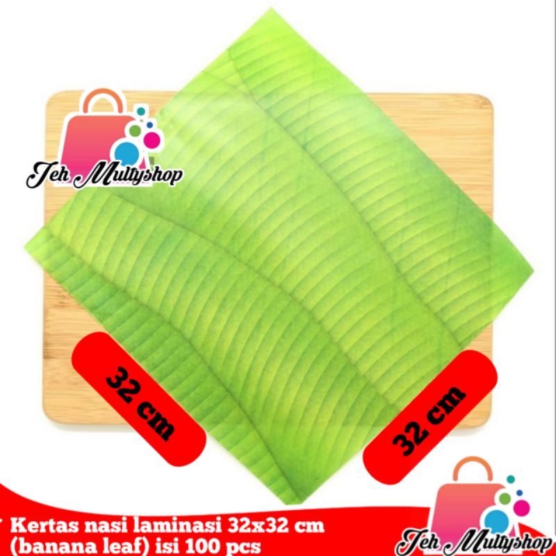 

Kertas nasi laminasi 32x32 cm anti lengket / wax paper isi 100 pcs