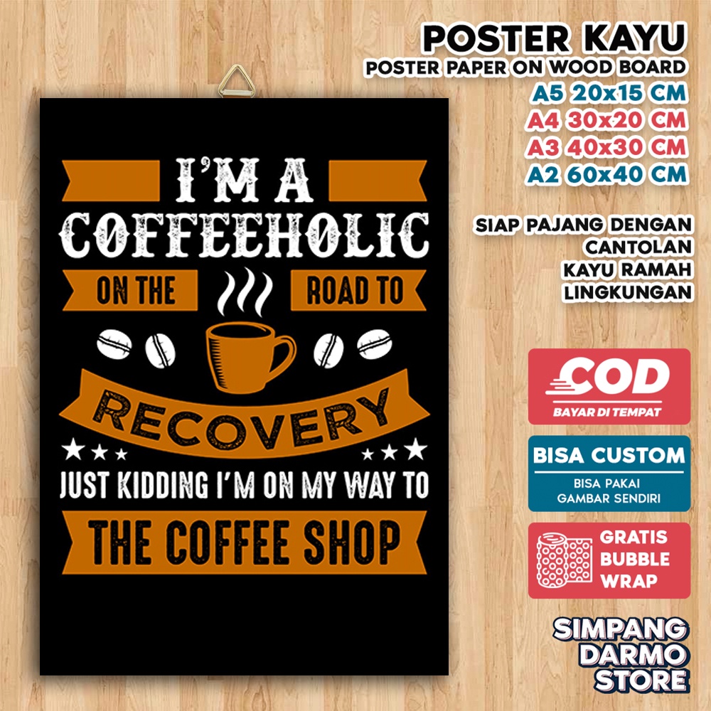 Jual Poster Kayu Qoute Kalimat Motivasi Tema Kopi Hiasan Dinding