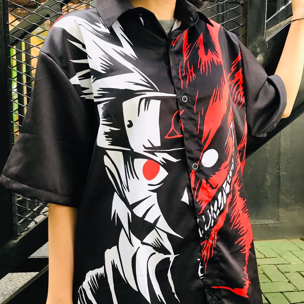 Kemeja Naruto 9tail Black Anime Manga Naruto Premium Unisex