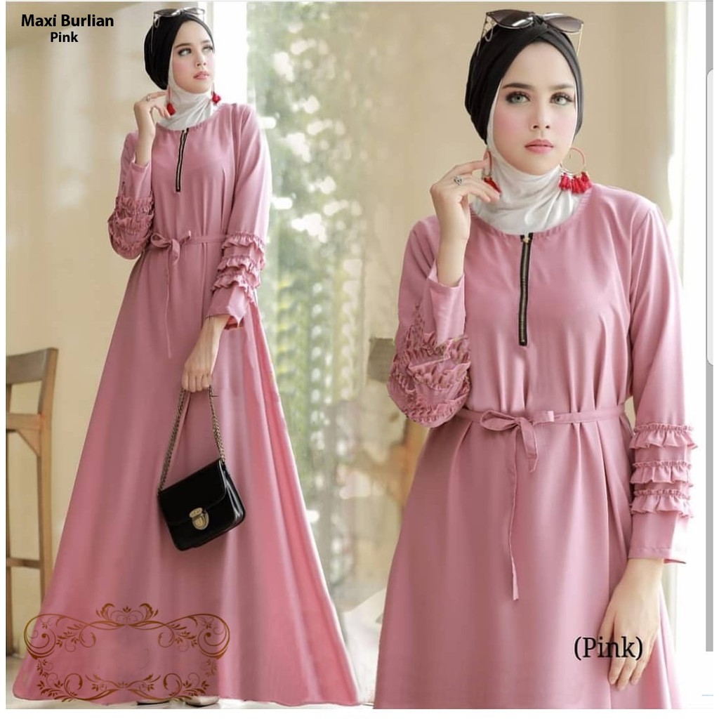 maxi burlian/terusan dress gamis syari cewek/baju muslim wanita/pakaian syari wanita hijab/maxi dres