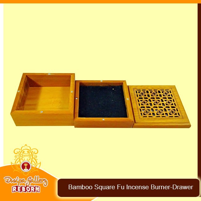 Bamboo Square Fu incense Burner-Drawer