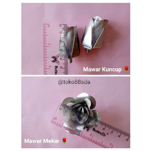 Bunga MAWAR MEKAR & KUNCUP (Aksesoris Besi/Ornamen Besi)