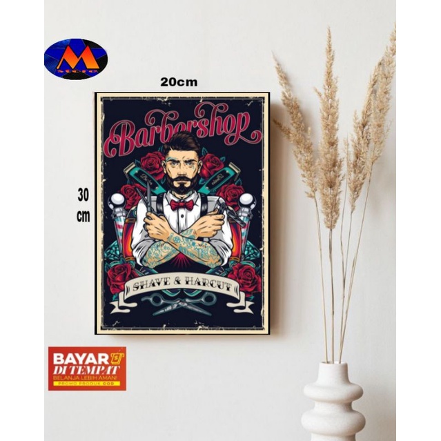HIASAN DINDING BARBERSHOP/POSTER KAYU BARBERSHOP/WALLDECOR/POSTER BARBERSHOP