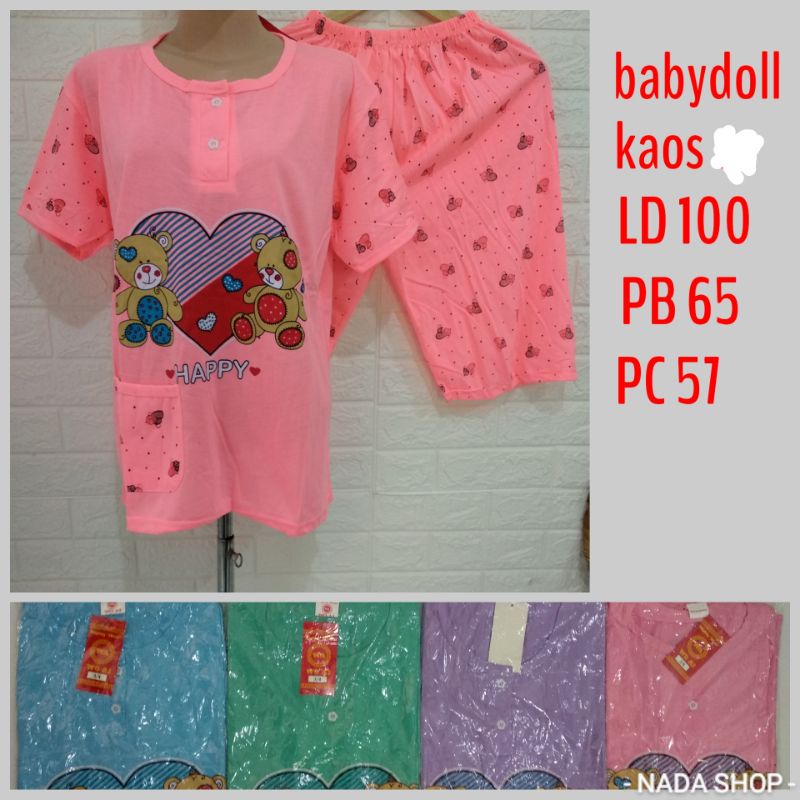 Babydoll Kaos 3/4 Baju Tidur Babydoll Kulot Pendek Termurah