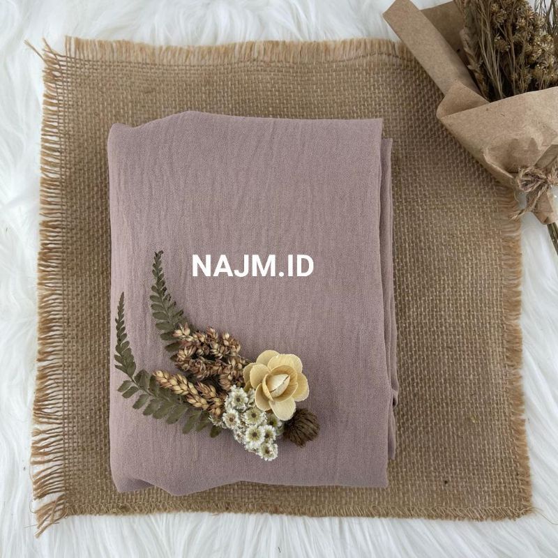 Pashmina Curve Crinkle Airflow 190x100 cm • Pashmina Curve Malay • Pasmina Curve Malaysia Jumbo Syari-Cream muda