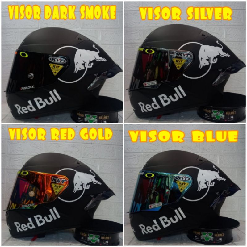 KYT TT COURSE PAKET GANTENG (STIKER REDBULL)ORIGINAL KYT SNI DOT(ongkir termurah 2kg)