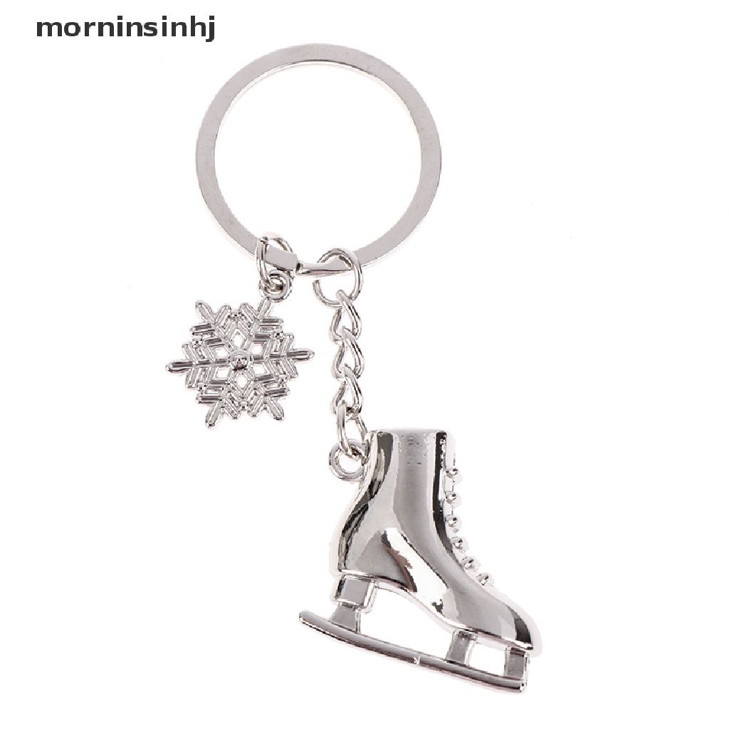 Mornin 1pc Gantungan Kunci Bentuk Sepatu Ice Skatingsnowflake Bahan Zinc Alloy