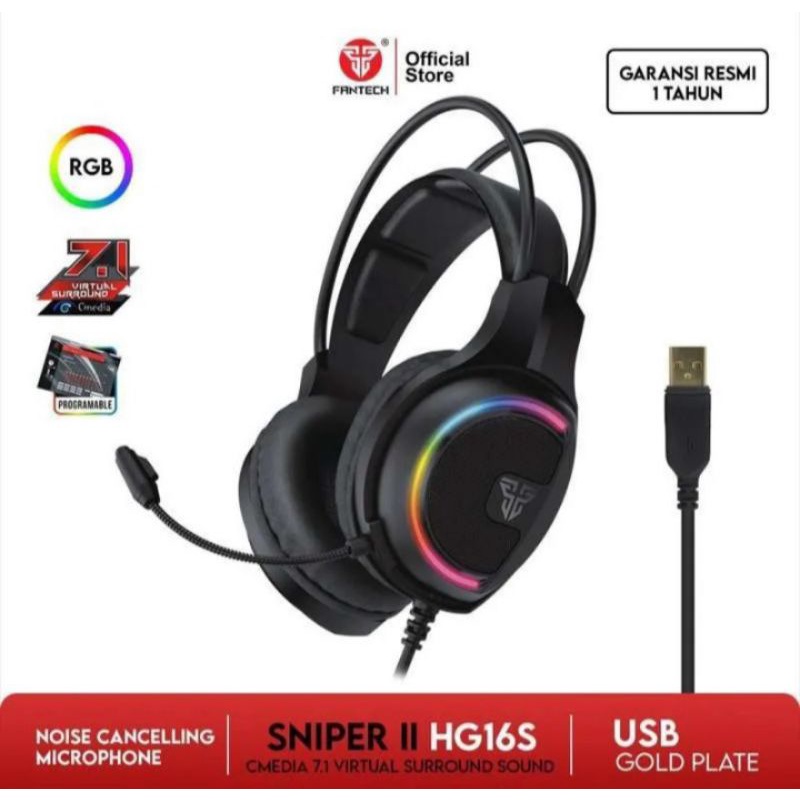 Fantech SNIPER II HG16s Headset Gaming CMedia Virtual 7.1 Surround Sound