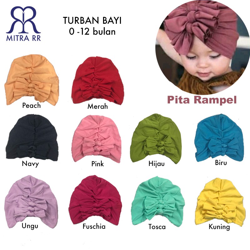 Turban Bayi / Turban Anak ( 0-3 tahun ) Headwrap Baby Renda Pompom Pita Pearl Bunga Spandex Newborn