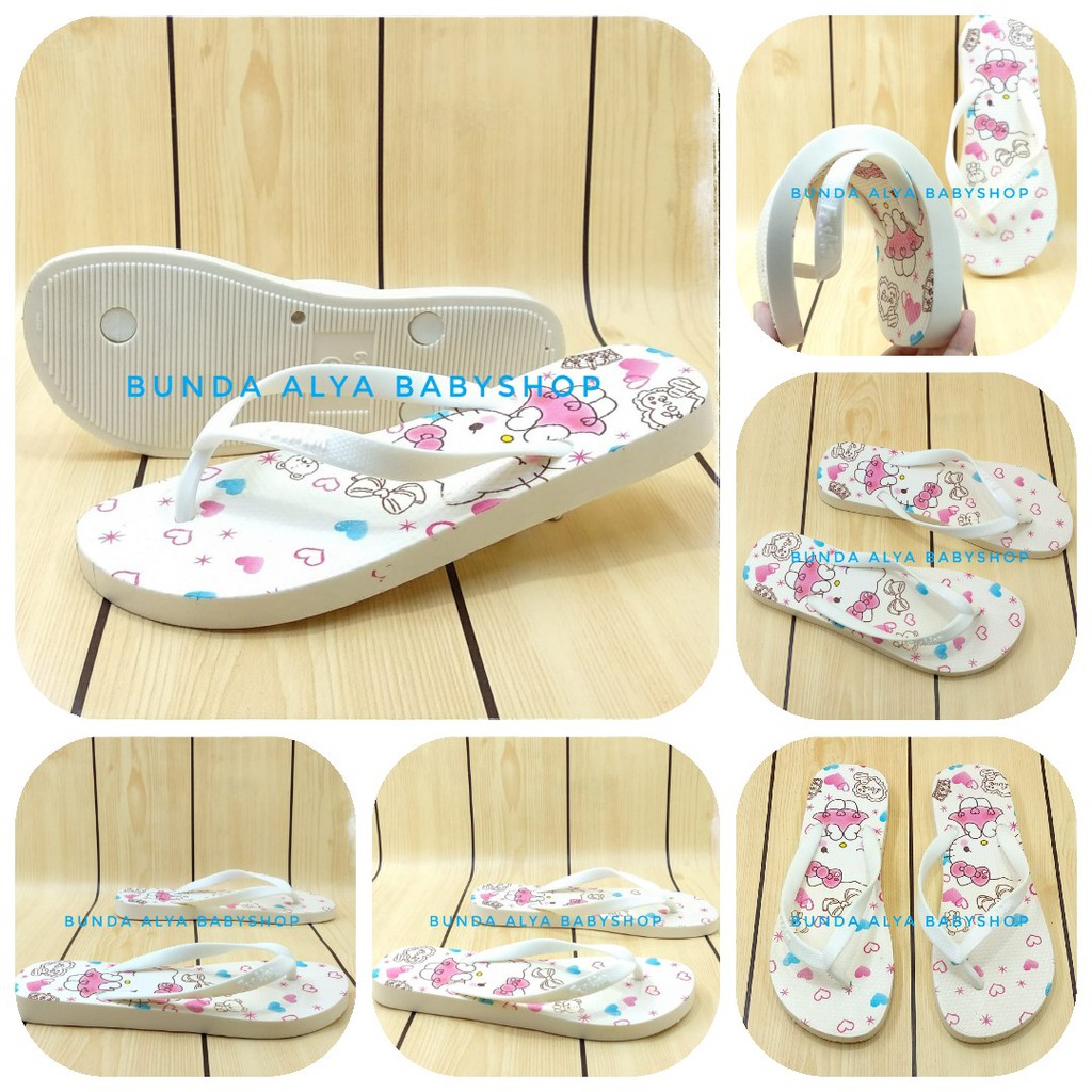 Sandal Jepit Wanita Size 36 - 40 IMPORT Karet PUTIH - Sendal Jepit Cewek Harian Anti Licin Kucing Anti Licin