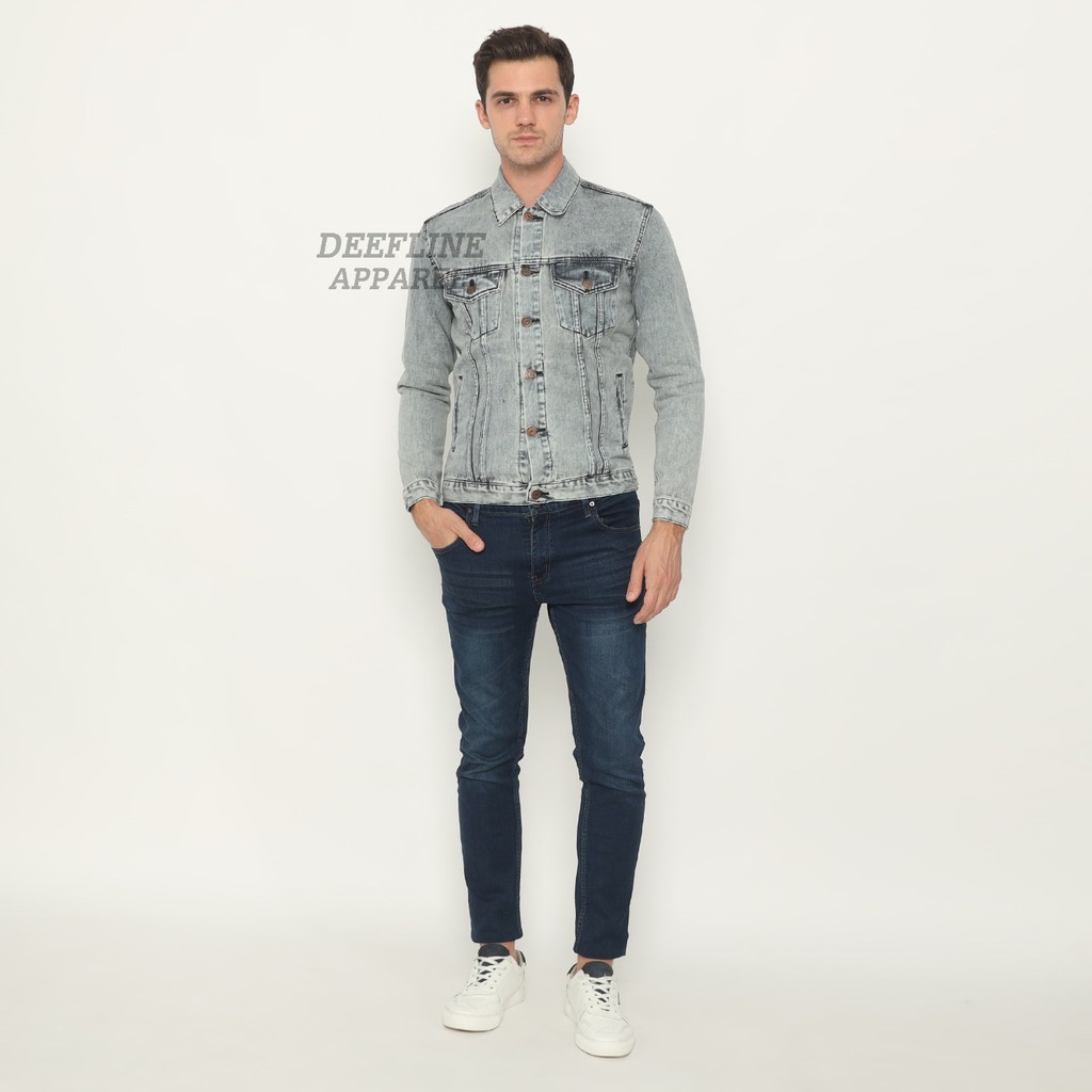 Jaket Jeans Pria - Jaket Denim Pria - Jaket Terbaru - Jaket Snow Abu - Jaket Deefline Apparel