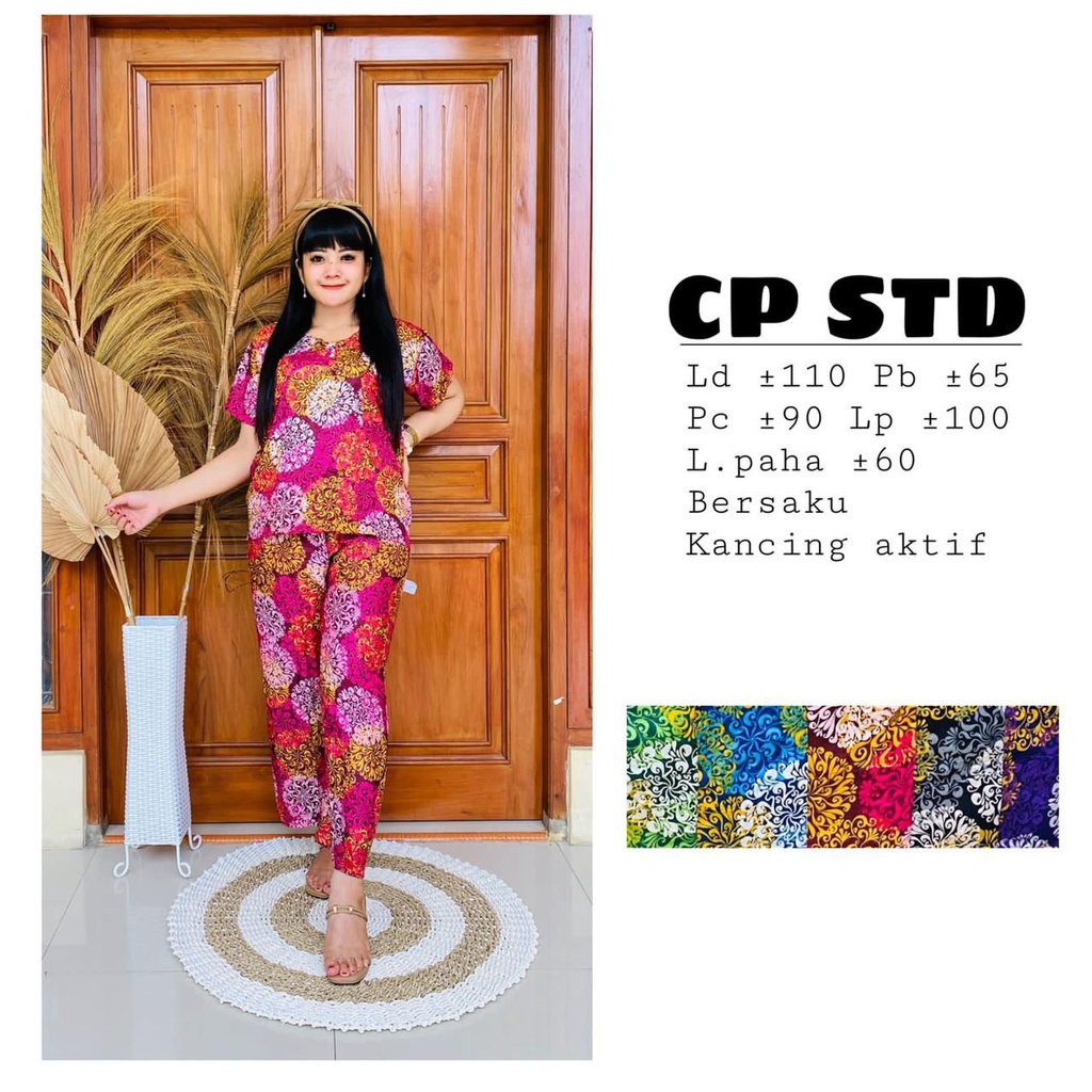 ONE SET WANITA SETELAN CELANA PANJANG RAYON ADEM BAJU HARIAN MURAH