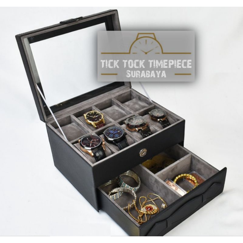 Premium PU Leather Watch and accessory box (8 watches), handmade in Indonesia