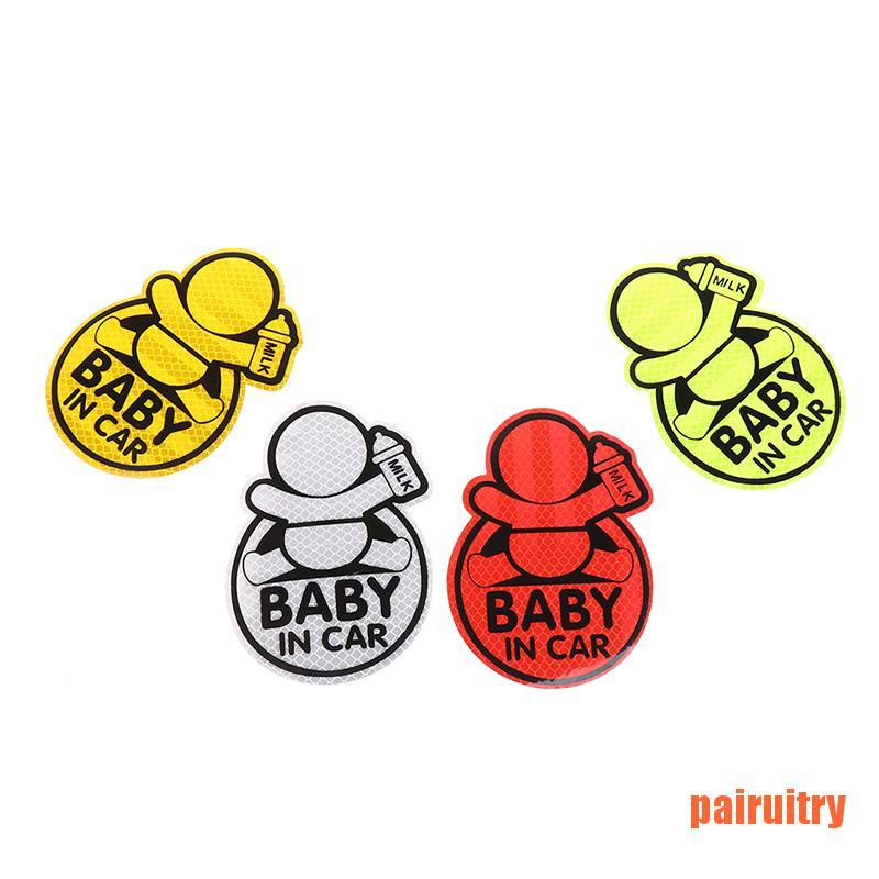 Stiker Reflektif Motif Baby On Board Bahan Vinyl Untuk Bumper Jendela Mobil