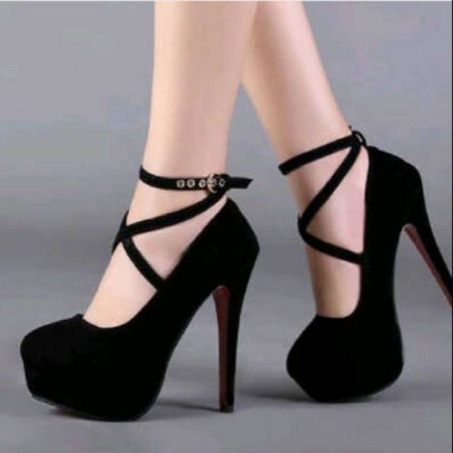 Sepatu Heels Hitam - 12 cm - HS327