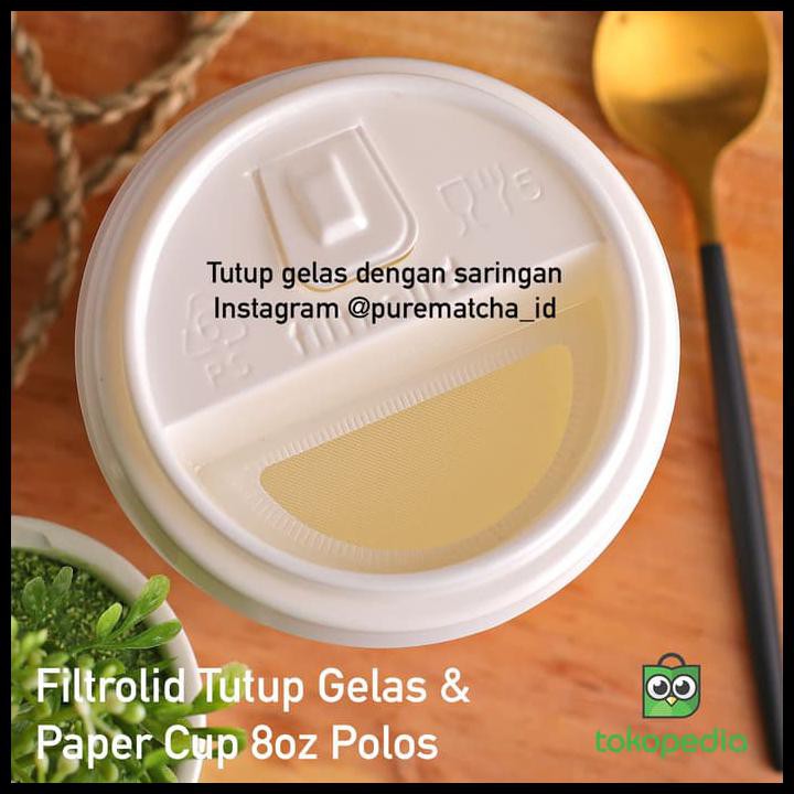 

Filtrolid + Paper Cup 8Oz 1Pcs Gelas Kertas Tutup Plastik Saringan