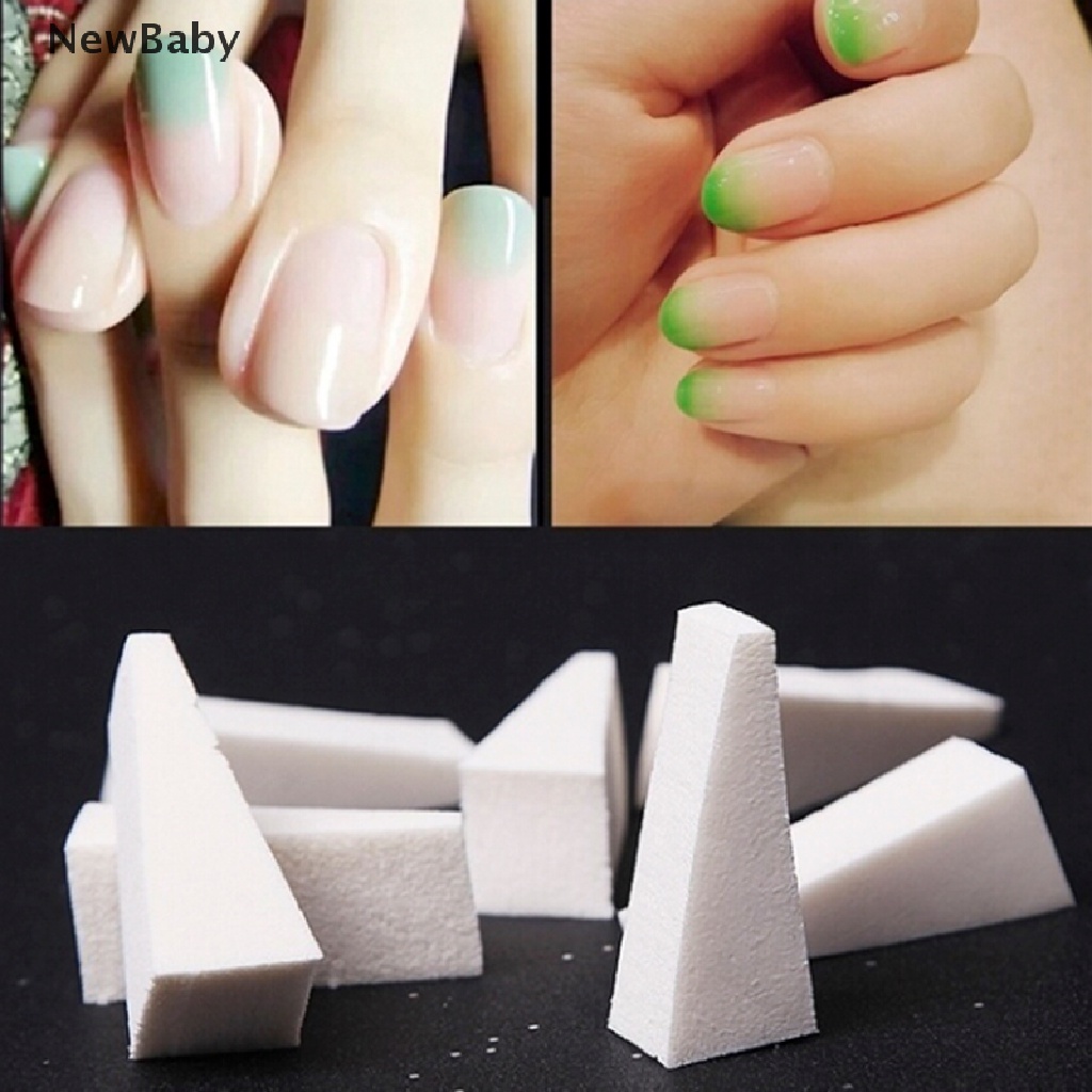 Newbaby 10pcs Spons Segitiga Warna Gradasi Untuk Nail Art