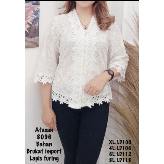 BAJU KEBAYA WANITA BAJU BROKAT BLUS BROKAT KANCING DEPAN LENGAN 7/8 BAHAN FULL BRUKAT KANCING DEPAN 