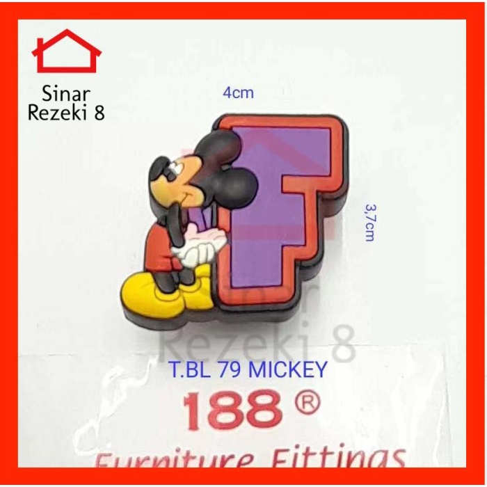 Handle / Tarikan Laci Lemari Anak Mickey Mouse 79 Lucu Gagang Knob