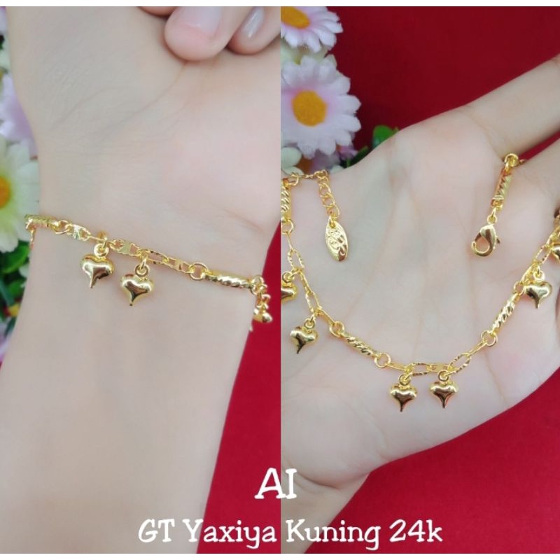 G26 gelang love variasi lapis emas 24k