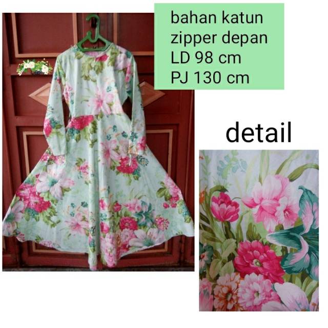 gamis/dress bunga warna mint