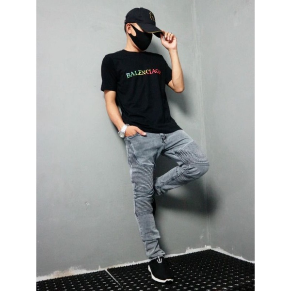 BAJU KAOS PRIA COWOK MOTIF TERBARU BAL3NCIAGA BLACK WHITE