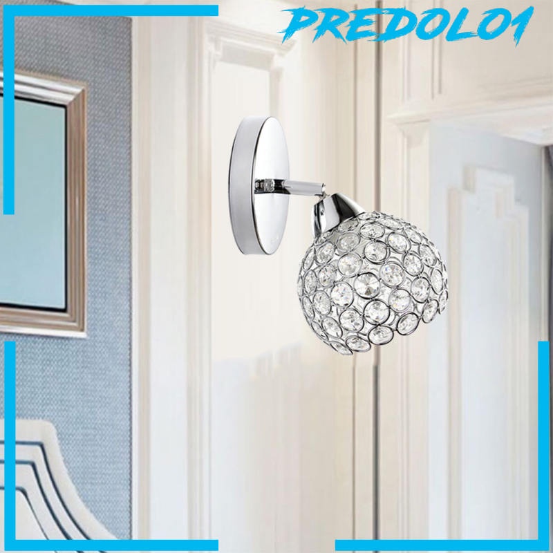 (Predolo1) Lampu Dinding Led Bahan Kaca Kristal Warna Silver Untuk Lorong / Kamar Tidur / Rumah