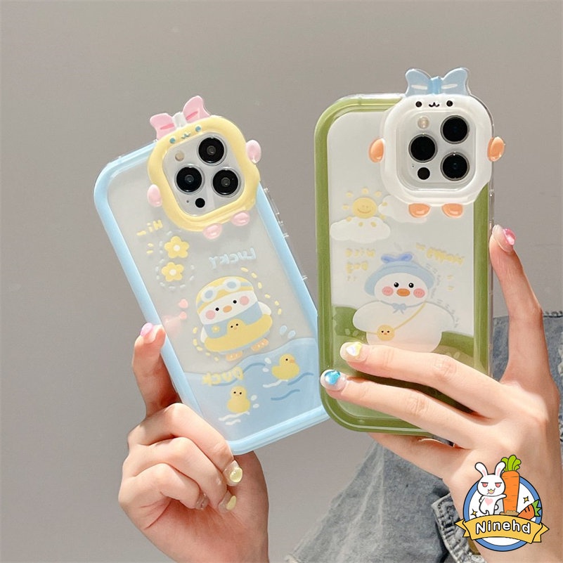 Soft Case Silikon Motif Kartun Bebek Monster Untuk iPhone 14 13 12 11 Pro Max X Xr Xs Max 7 8 6 6s Plus SE 2020