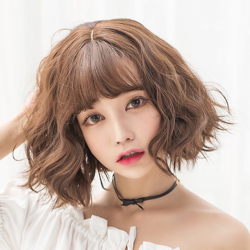 WDA-14 wig rambut palsu pendek bob wavy daily natural wanita