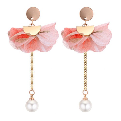 LRC Anting tusuk Fashion Round Shape Decorated Earrings