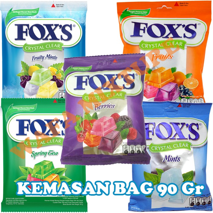 Jual Permen Foxs Fox Crystal Clear Varian Rasa Fruits Mints Berries Mint Spring Tea Fruits 5661