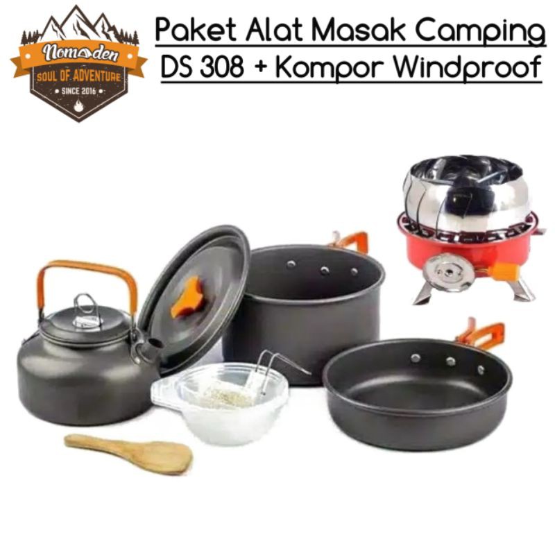 Paket Alat Masak Camping DS308 dan Kompor Mawar