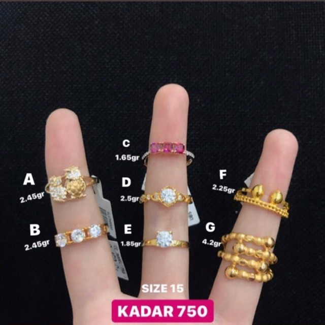 Cincin Emas Asli -S15- Cincin Emas Kadar 750 - Toko Emas - Toko Mas asli - Perhiasan Cincin Emas