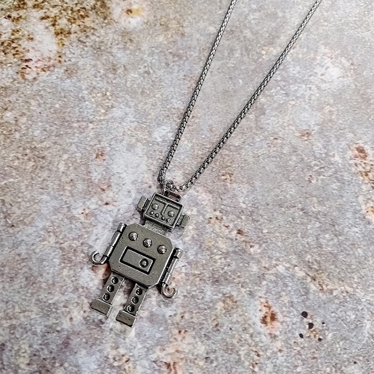 Eropa dan Amerika logam retro robot kalung kepribadian rantai sweater Keren Bumi disco hip-hop stree