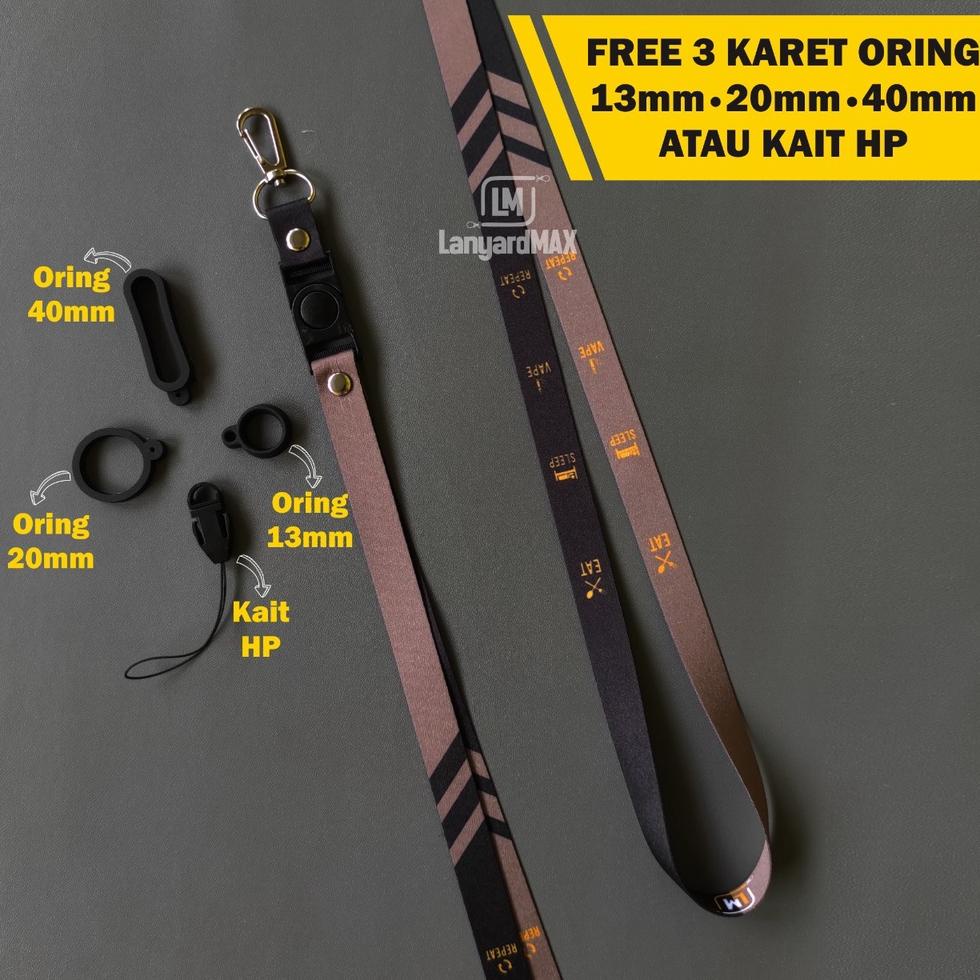 

Limited Edition // HnU Lanyard Pod HP eat Sleep Vp Repeat 1,5cm //Harga@hemat