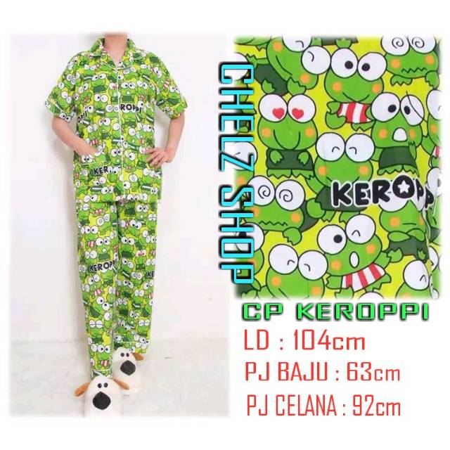 Baju Tidur Piyama Wanita/Cewek Pajamas Dewasa Karakter Keroppi  Murah Good Quality