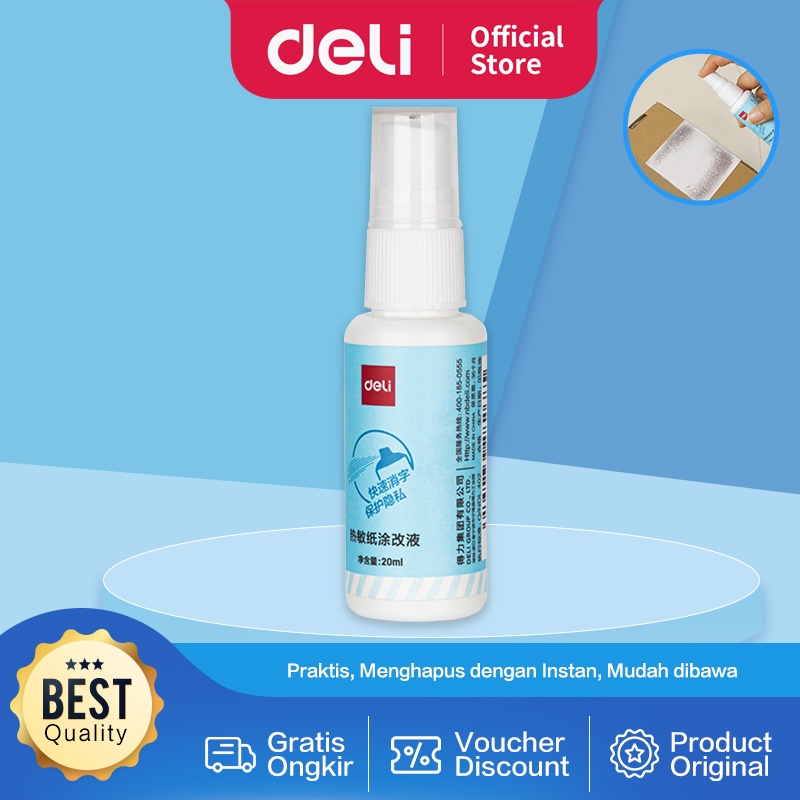 

Deli Thermal Correction Fluid / Spray Pelindung Data / Penghapus Nama + Alamat Resi Isi 20ml JQ121