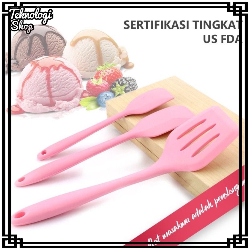 SPATULA Peralatan Masak Serbaguna Set 5pcs Kitchen Cooking Tool Telfon Silicone