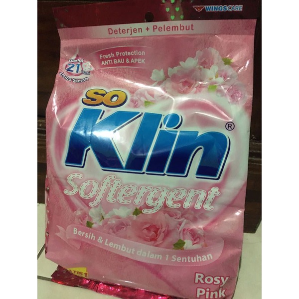 Soklin Softergent Rosy Pink 770gr (Tanpa Piring)/Detergen Soklin Bubuk 770gr/Detergen Bubuk