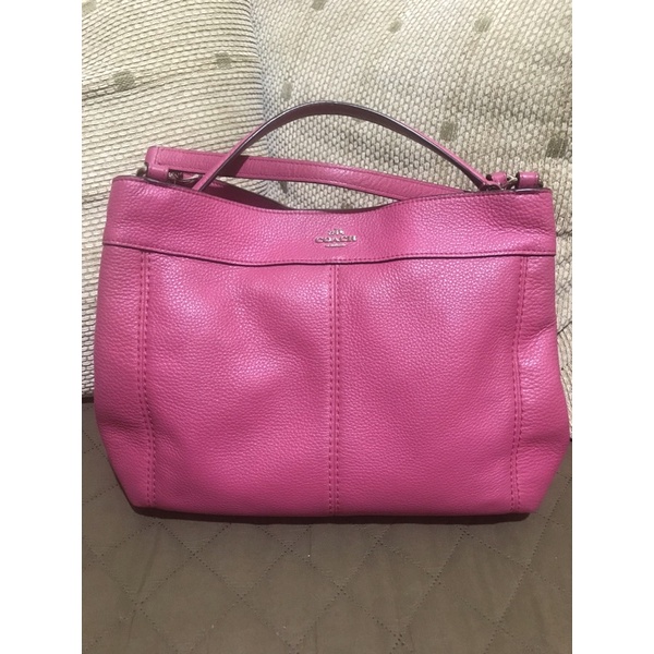 PL tas coach lexy small pink leather silver hardware