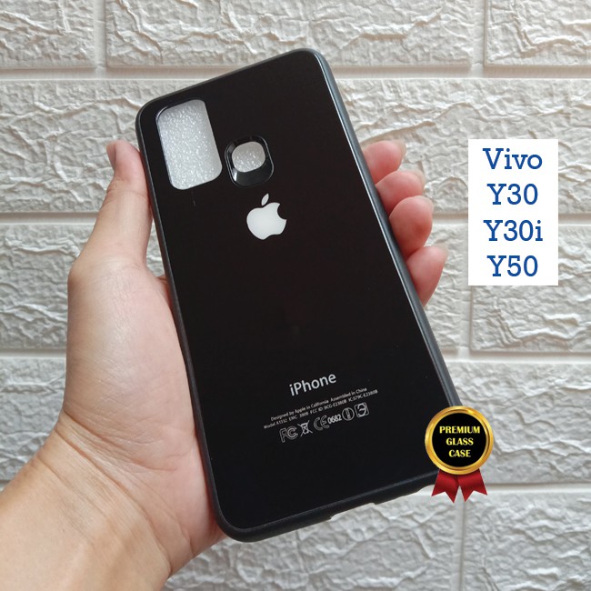 Paradise Case Premium Glass Case Custom Vivo Y50 Y30i Y30 #12G - Case Logo Iphone