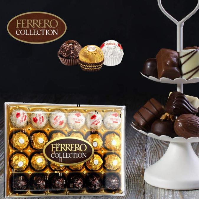 

TERLARIS COKLAT FERRERO COLLECTION T24 269GRAM 3 RASA ISI 24PCS - TERENAK MAKANAN & MINUMAN