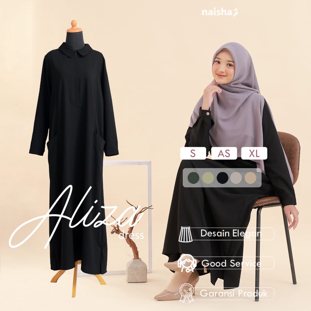 NAISHA 4790 / Aliza Dress / Linen Dress Basic / Linen Maxi Dress / Dress Basic / Dress Terbaru / Dre