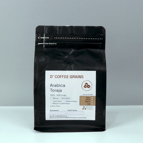 

Arabica Toraja Natural Roasted 250 gr - (Biji Kopi/Kopi Bubuk)