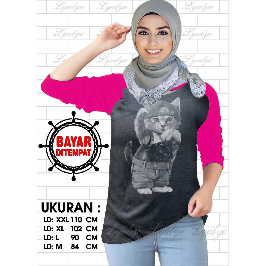 Kaos Raglan (KK)/Kaos Wanita Lengan Tanggung/ Kaos Wanita/ Kaos Cewek/ Kaos Oblong/Misty